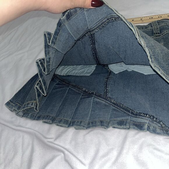 Y2K Vanilla Star Micro Mini Denim Skirt Pleated Juniors Sz 1 - Picture 10 of 10